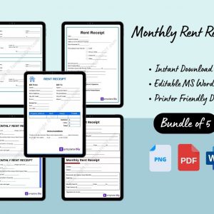 Monthly Rent Receipt in PDF, Word & Excel