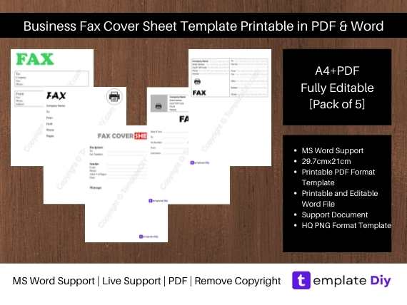 Business Fax Cover Sheet Template Printable in PDF & Word