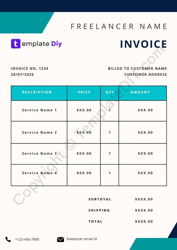 Freelance Invoice Template PDF, Word &amp; Excel | Download
