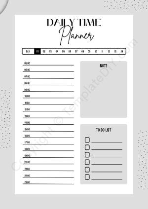 Daily Time Planner Printable Template in PDF, Word, Excel