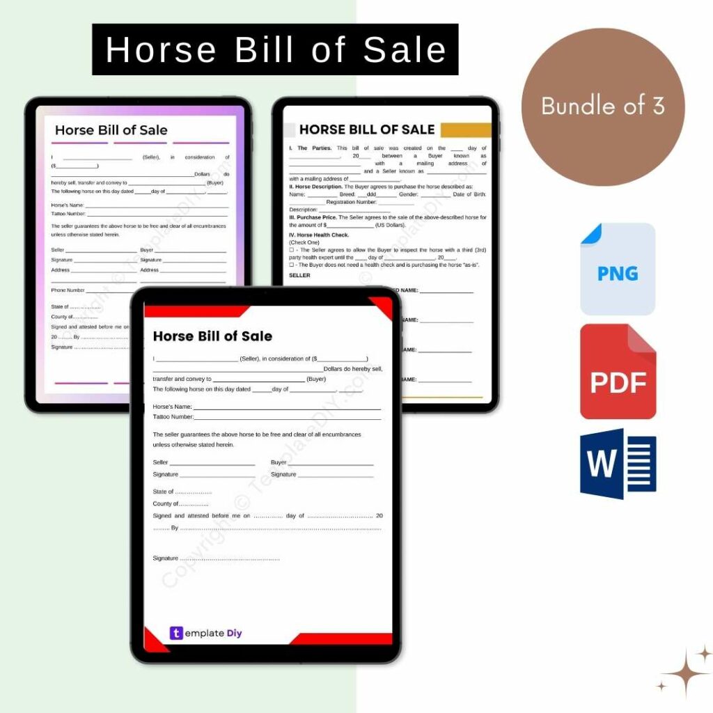 Bill of Sale Illinois Form Template Printable PDF, Word