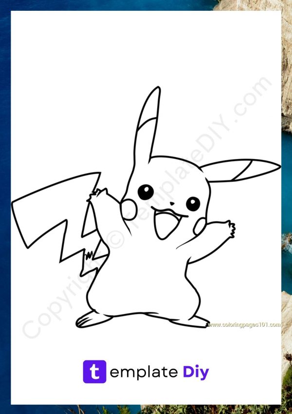 Pikachu Pokemon Coloring Pages Template