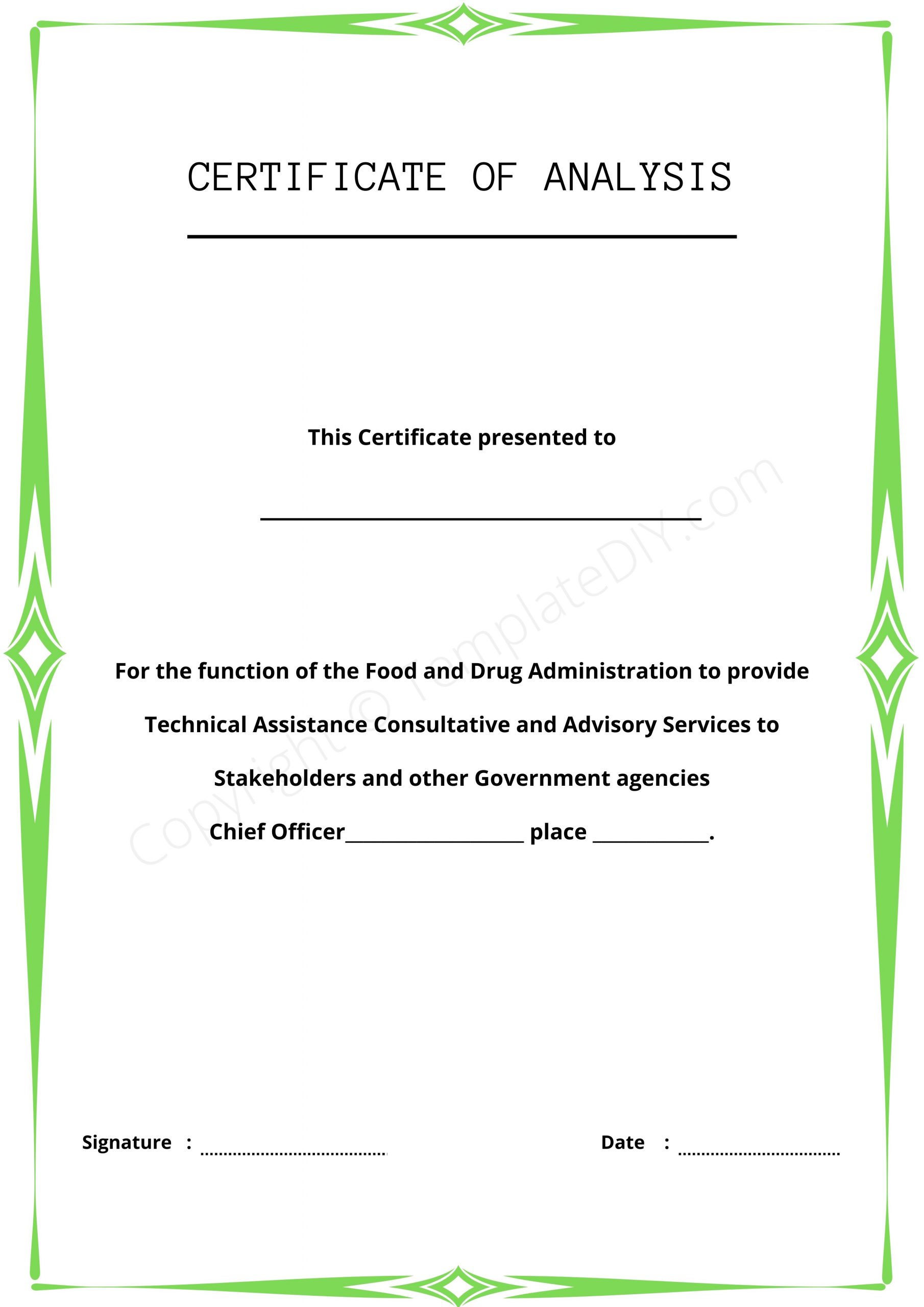 Printable Certificate of Analysis