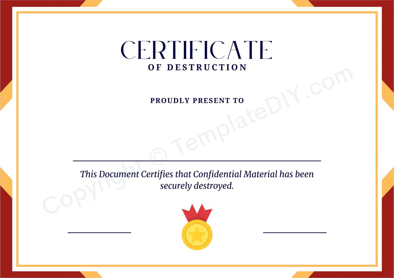 Certificate of Destruction Blank Printable Template PDF Word