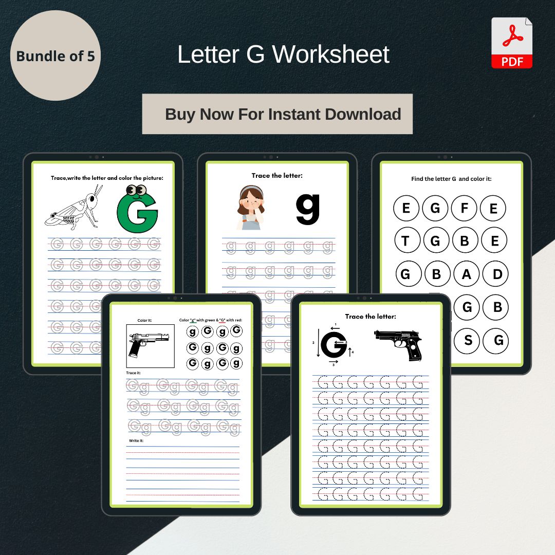 Letter G Worksheets Template Blank Printable PDF, Word