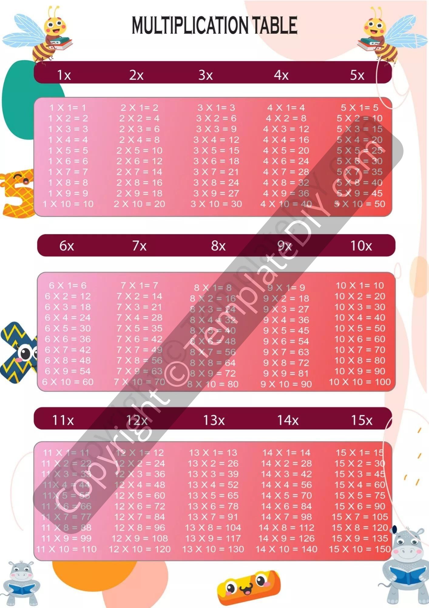 Multiplication Times Table Chart Up To 5000 Worksheets Free Printable ...