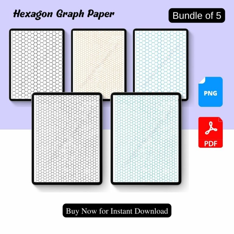 Hexagon Graph Paper/Grid Paper Template Printable PDF