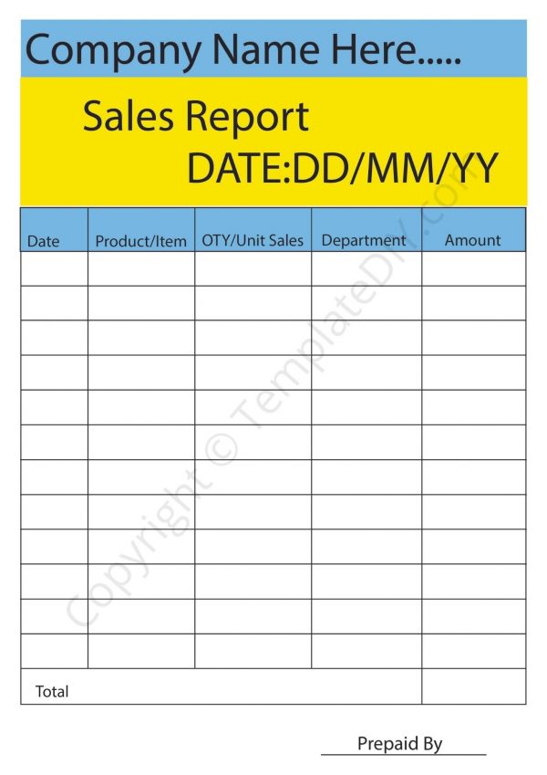 Blank Sales Report Template
