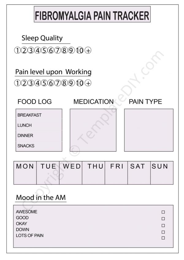 Fibromyalgia Pain Tracker Chart