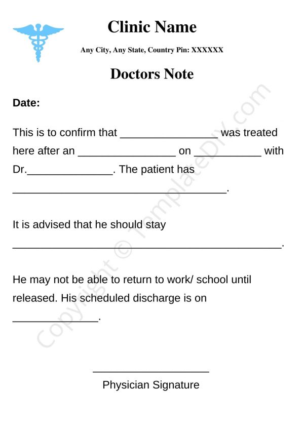 Printable Real Doctors Note for Work