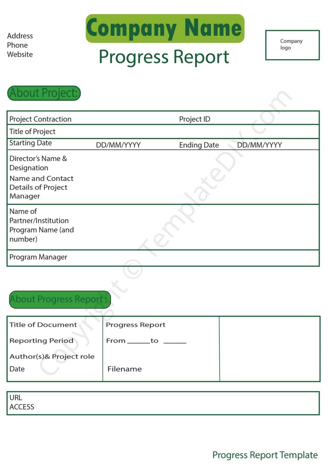 Progress Report Template Blank Printable [PDF, Excel, Word]