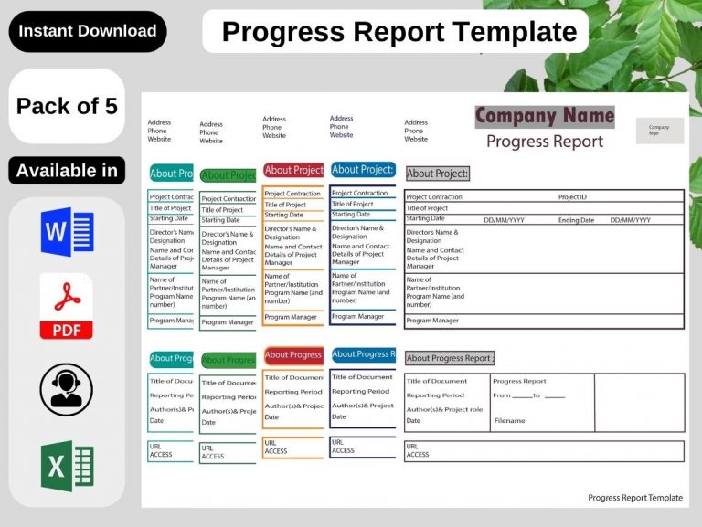 Progress Report Template Blank Printable [PDF, Excel, Word]