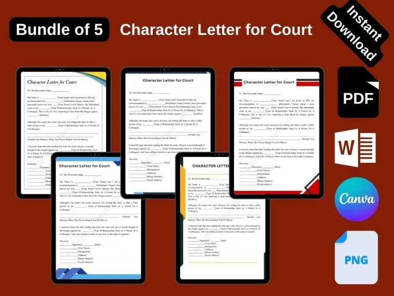 Child Custody Character Letter Template PDF & Word