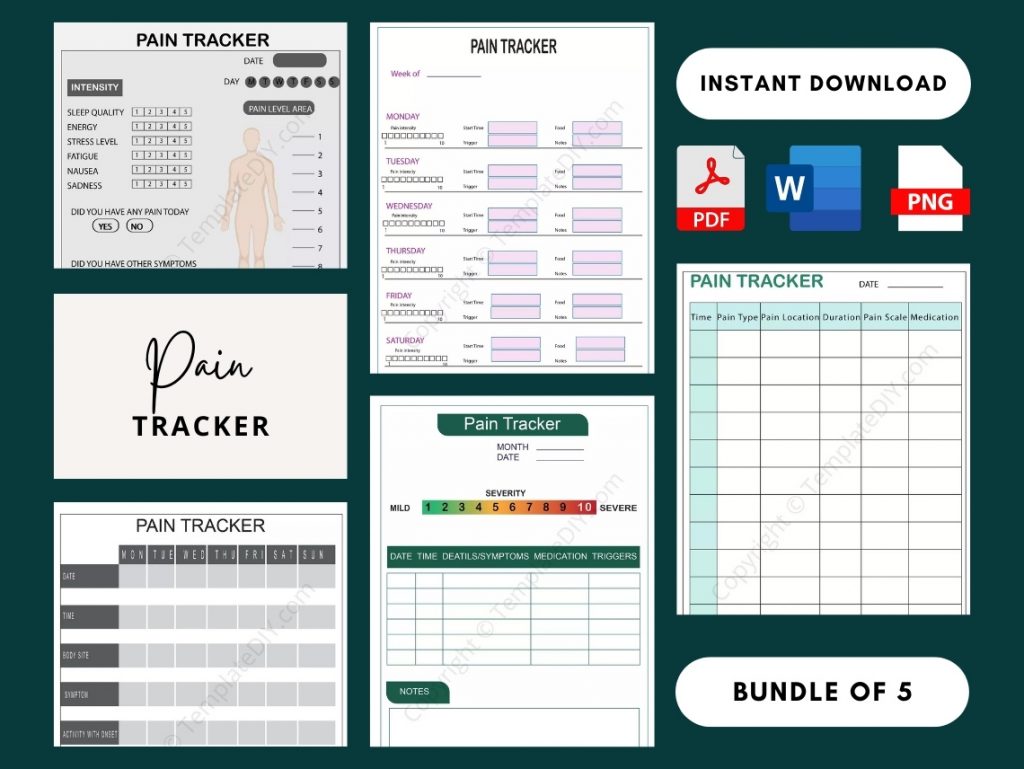 Printable Pain Tracker Template | PDF, Excel, Word