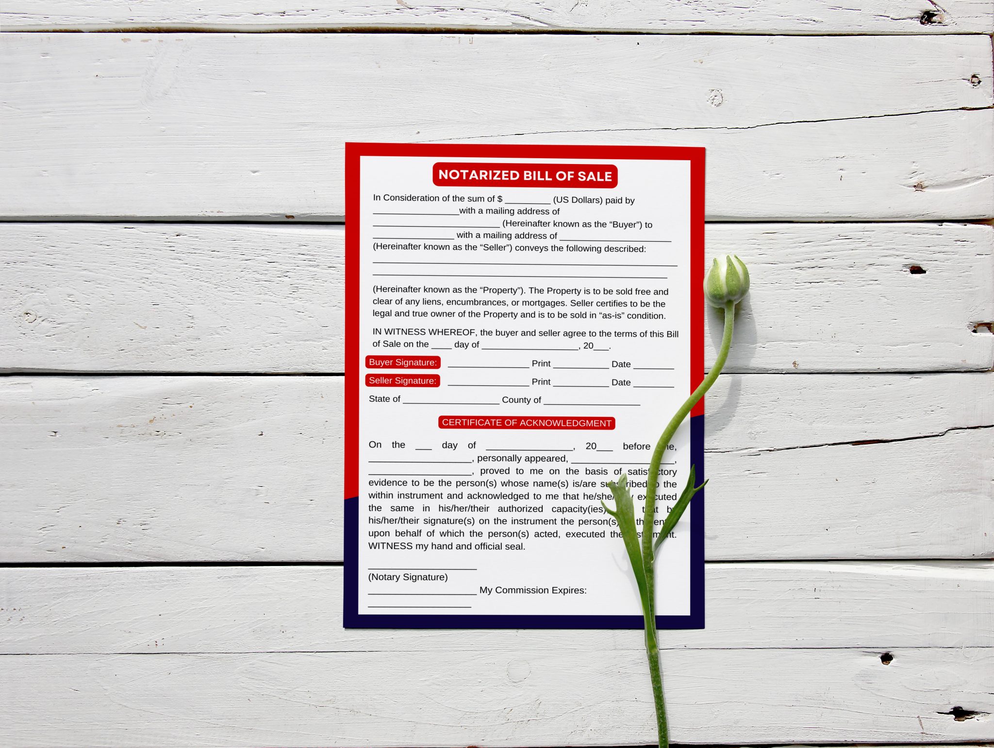 Notarized Bill of Sale Form Template Printable PDF, Word