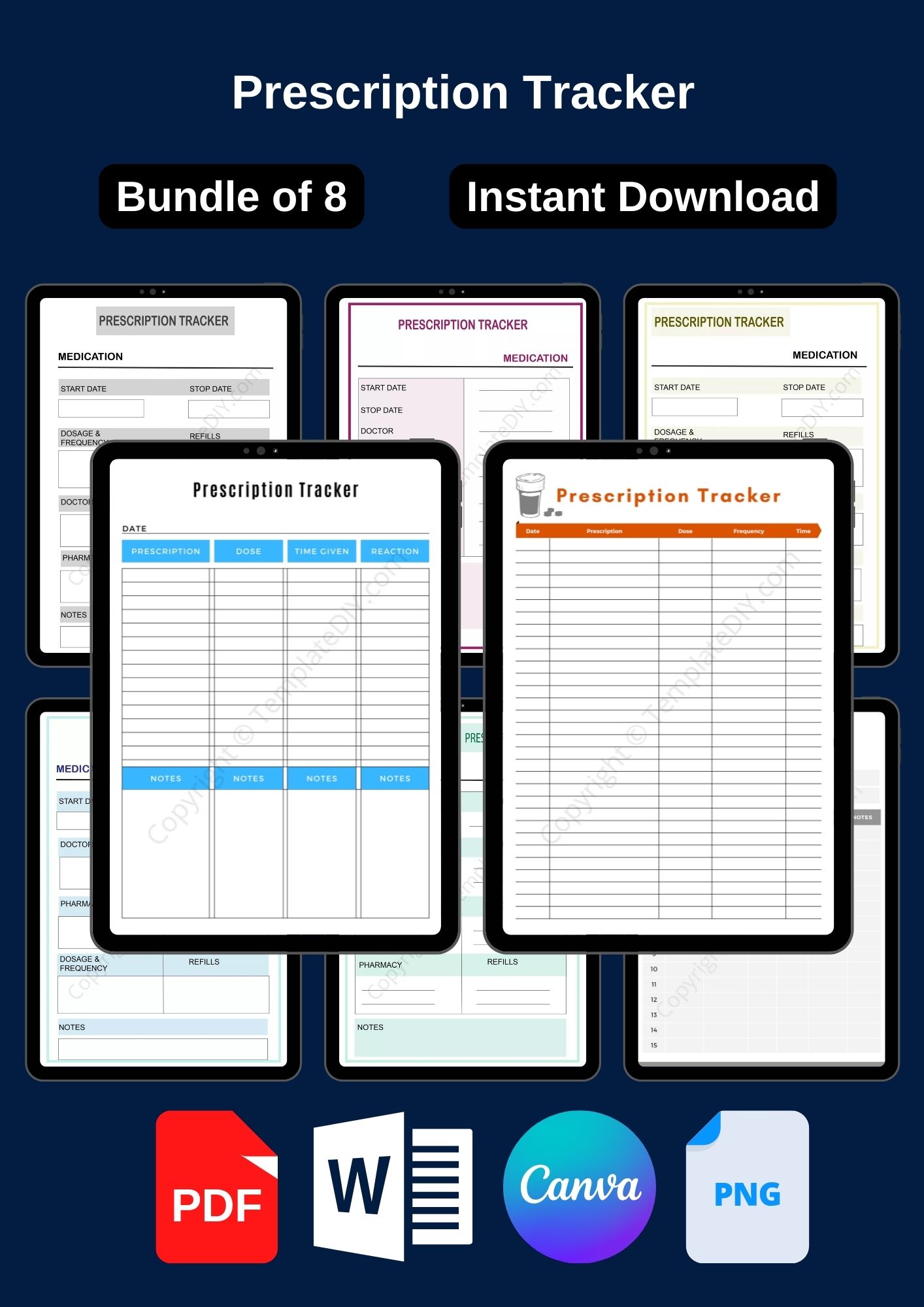 Prescription Tracker Printable Template PDF, Word, Excel