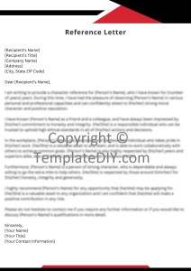 Character Reference Letter for Tenant Sample in Pdf, Word