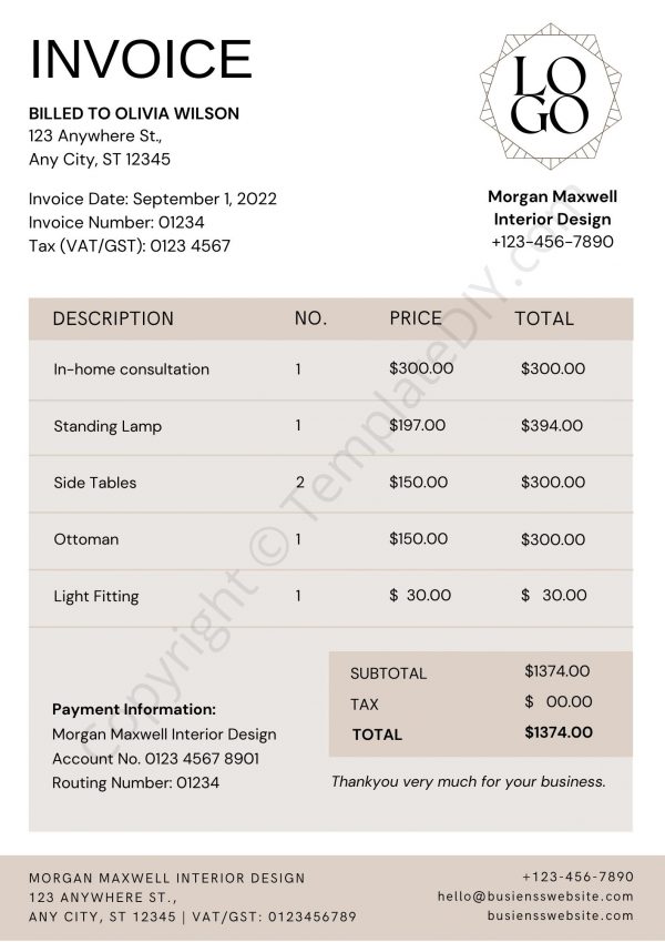 Monthly Invoice Template Blank Printable PDF, Excel, Word