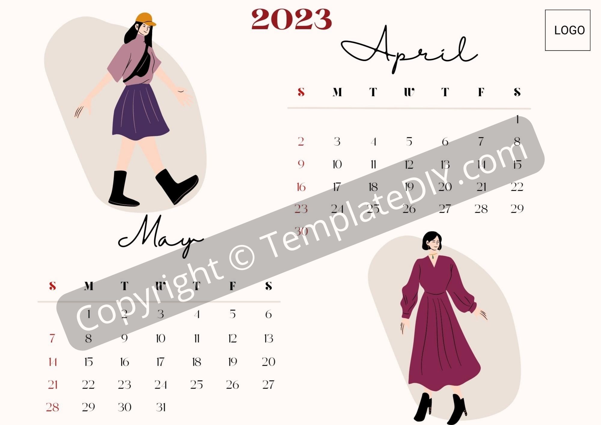 April May Calendar Printable