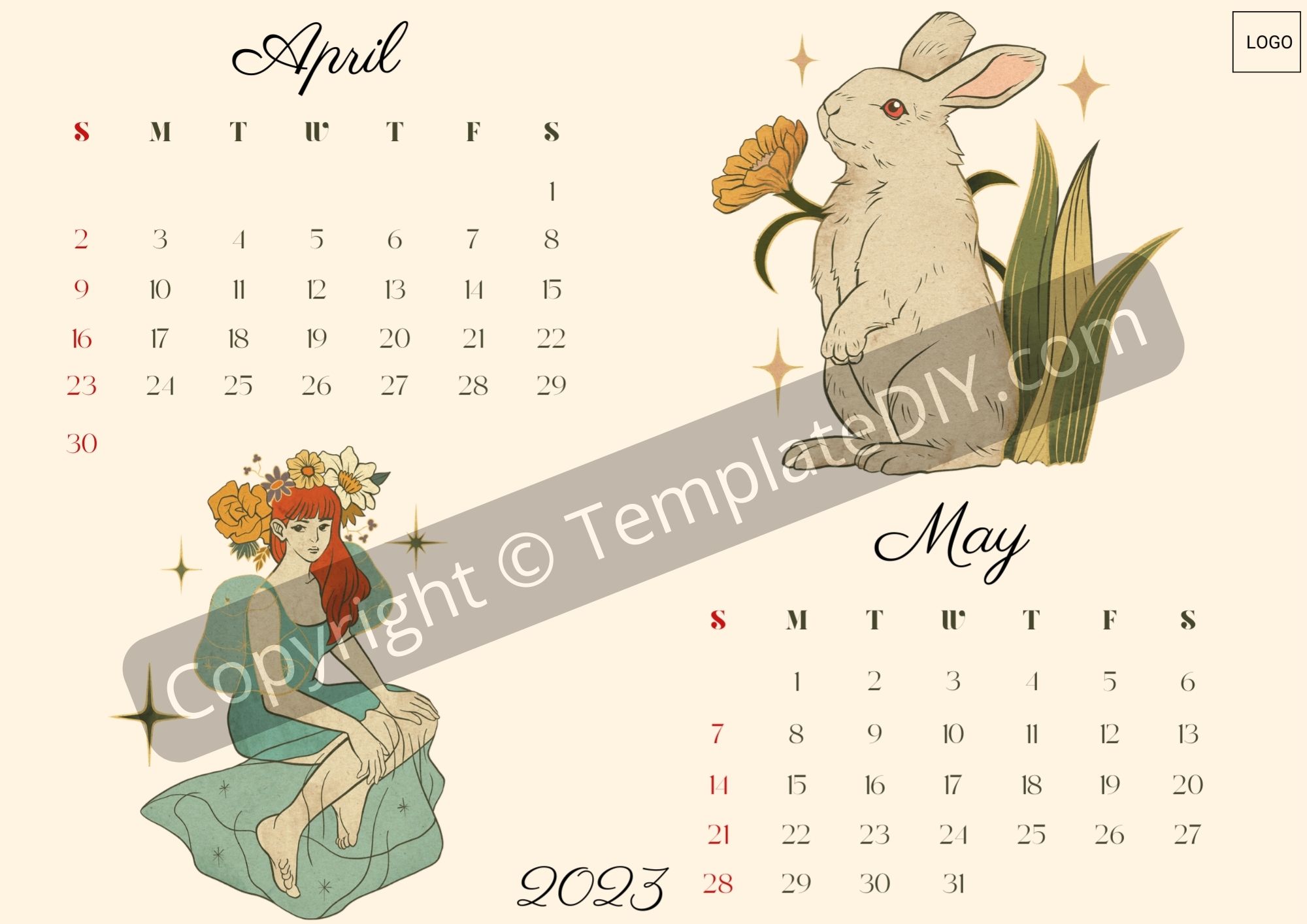 April May Calendar Template