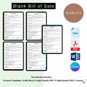 Blank Bill of Sale in PDF & Word