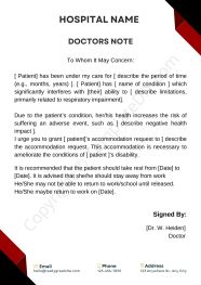 Doctors Note For Work Absence Template Printable In Pdf Word