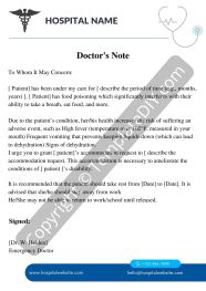 Doctors Note For Food Poisoning Template Printable In PDF Word