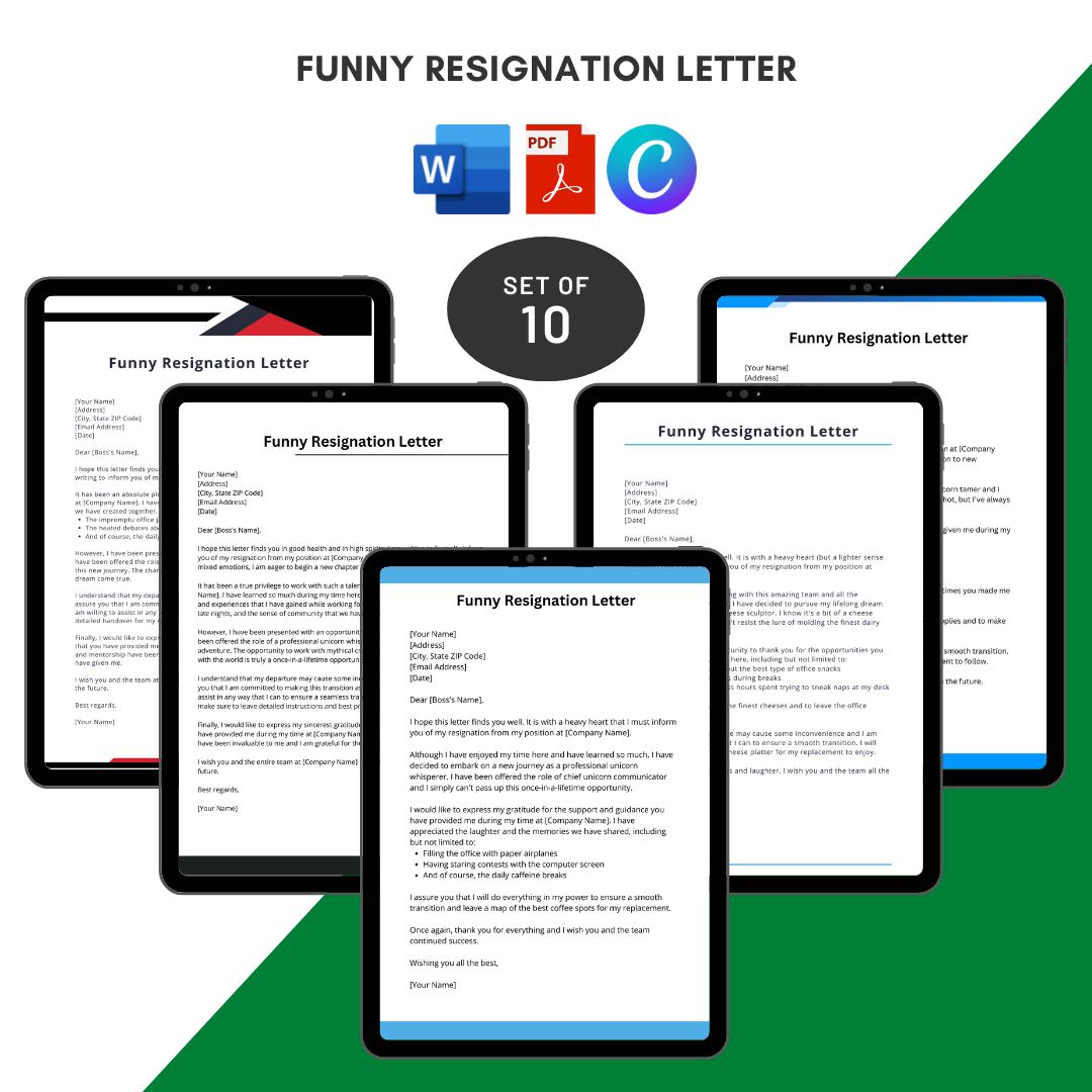 Funny Resignation Letter Sample Template in Pdf & Word