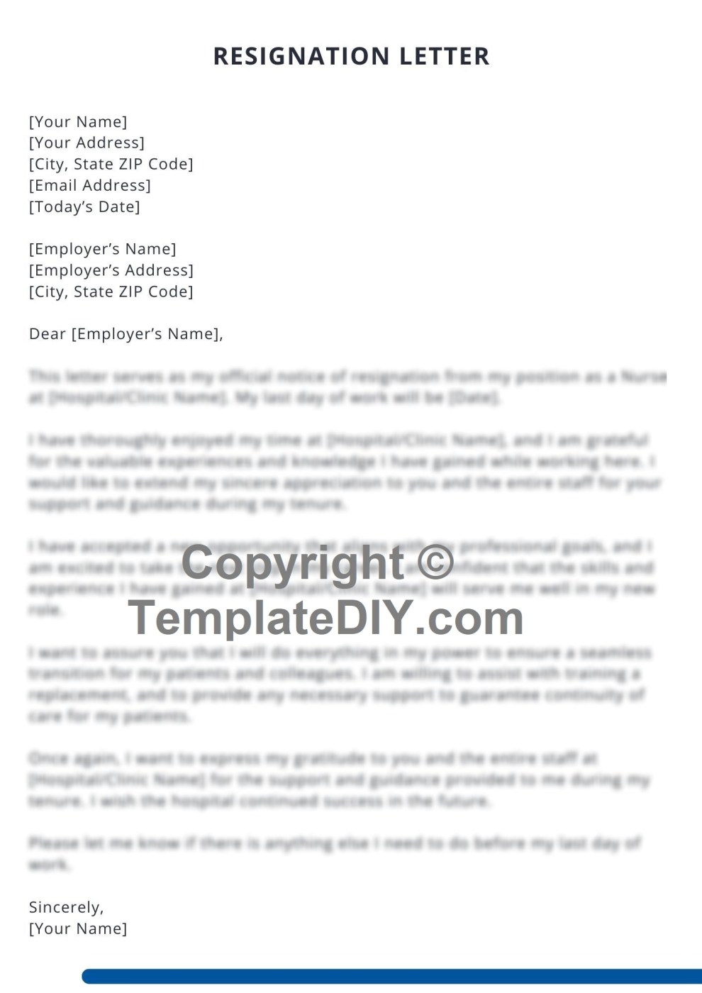 Nurse Resignation Letter Template PDF & Word Download