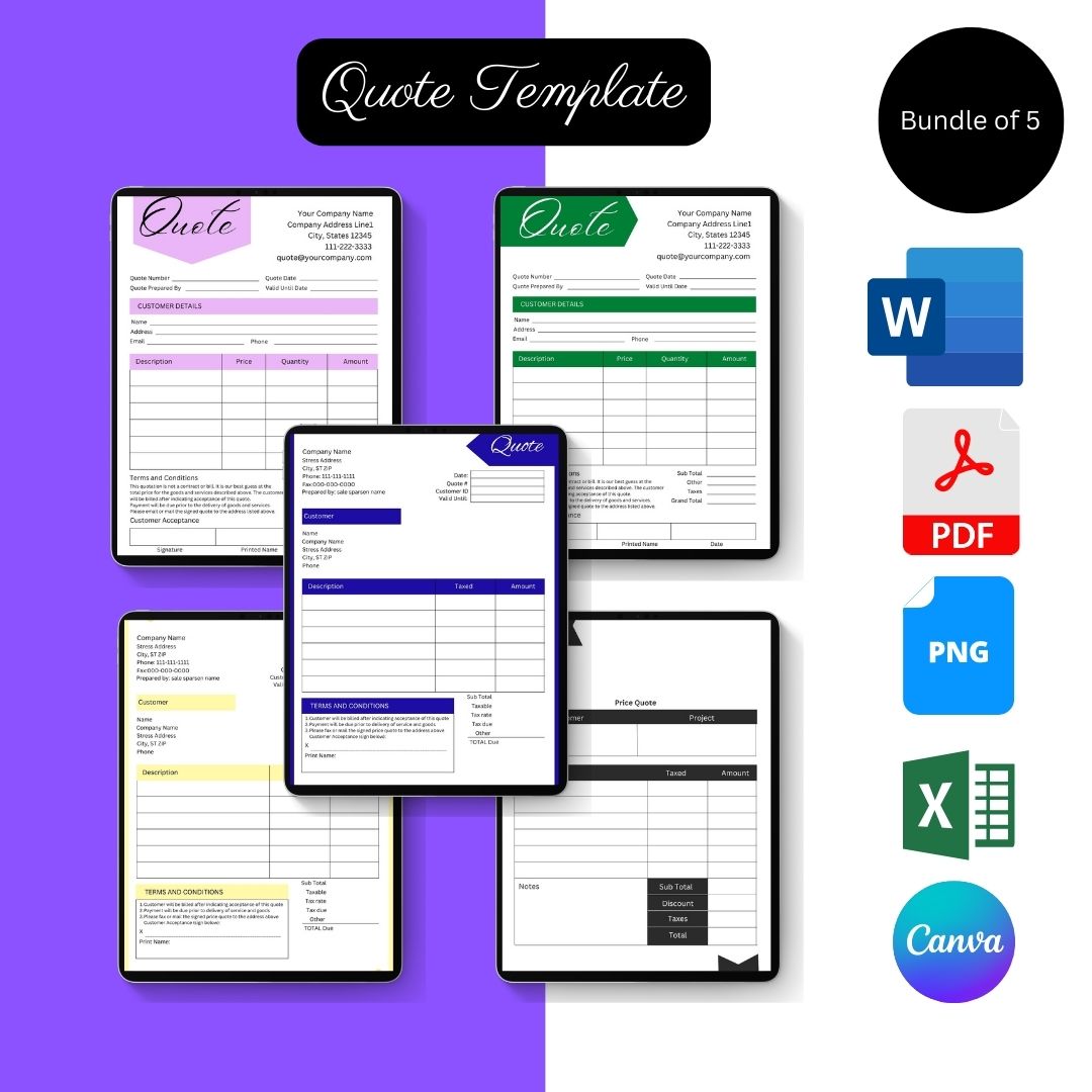 Quote Template Printable In Pdf And Word Editable