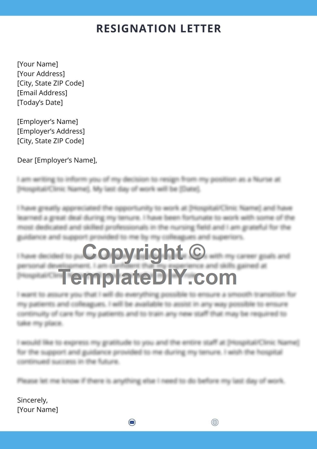Nurse Resignation Letter Template PDF & Word Download