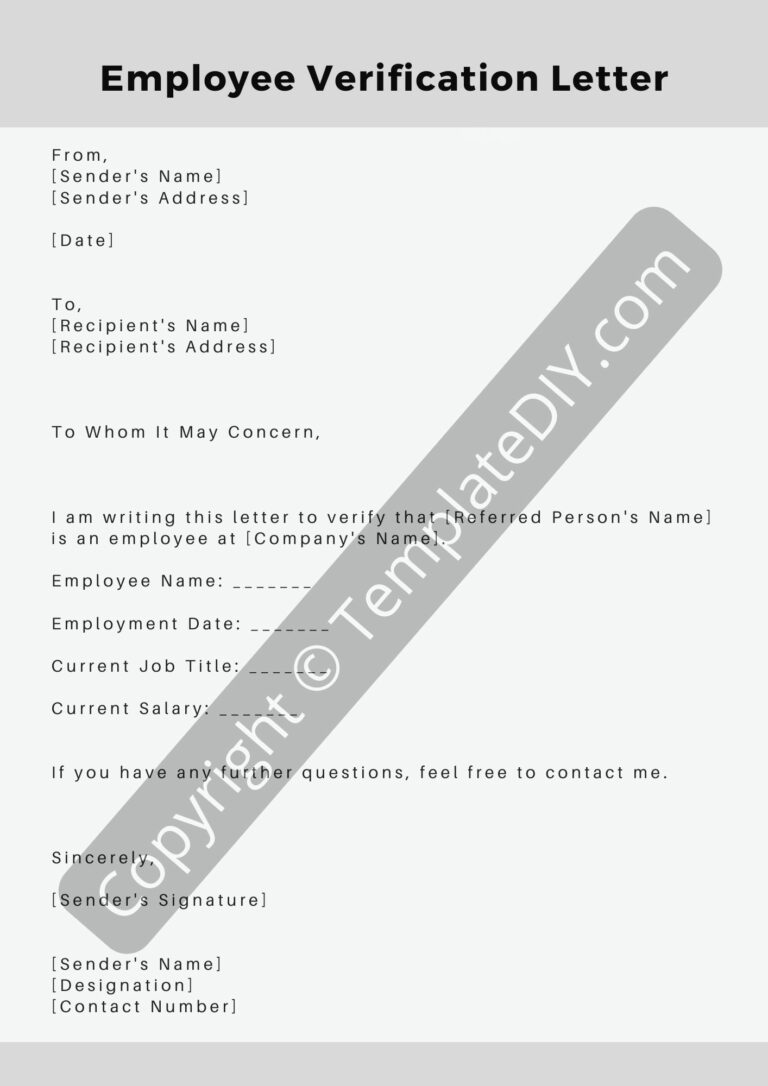 Employee Verification Letter Sample Template in Pdf, Word