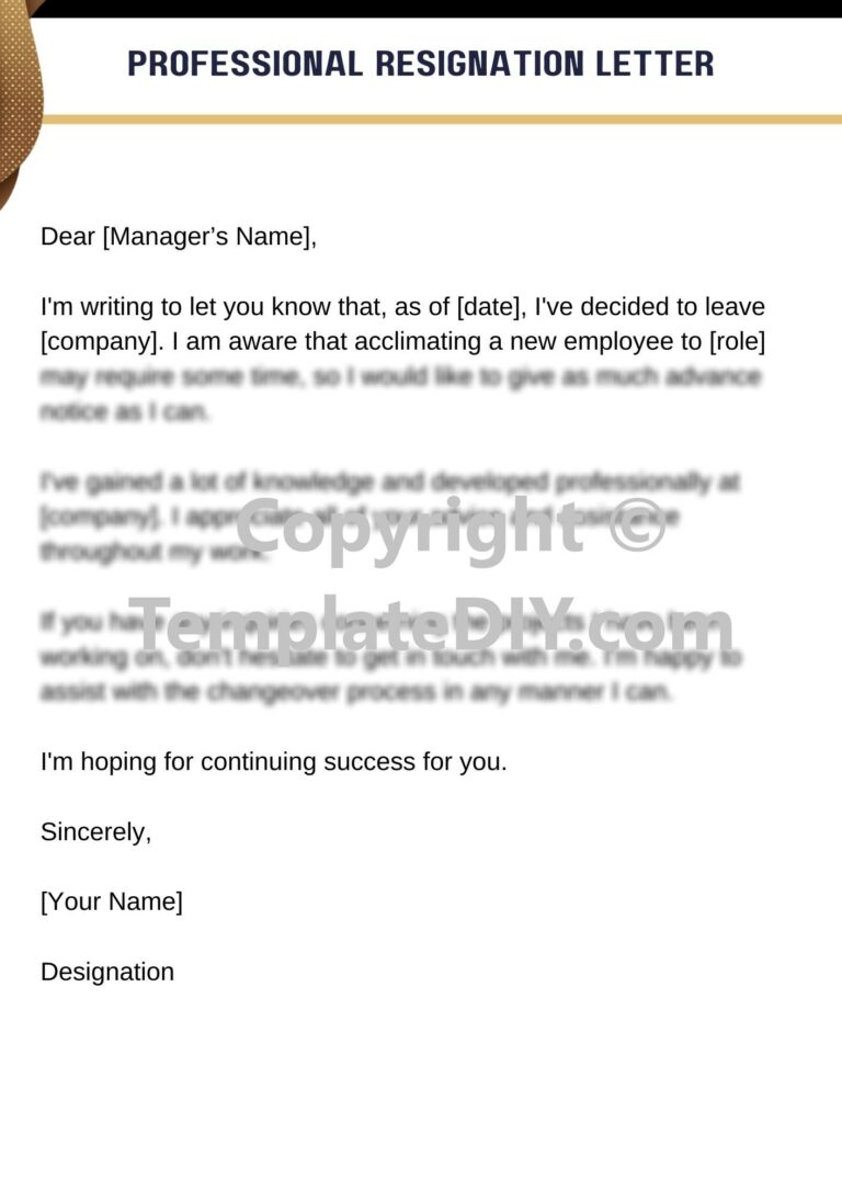 Professional Resignation Letter Sample with Examples [Word]