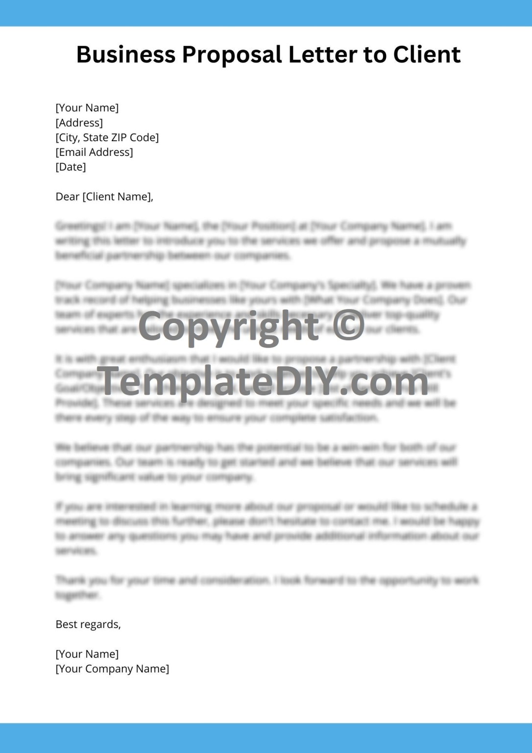 Business Proposal Letter to Client Sample with Examples