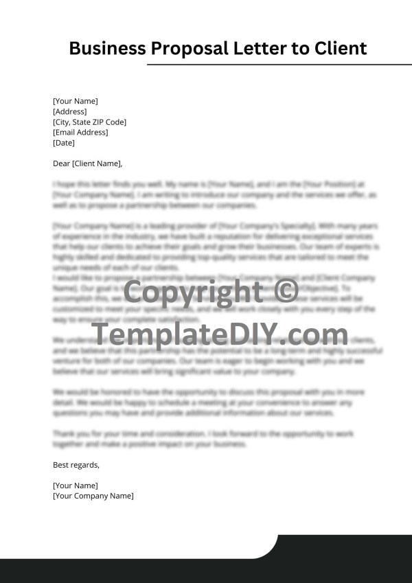Business Proposal Letter to Client Sample with Examples