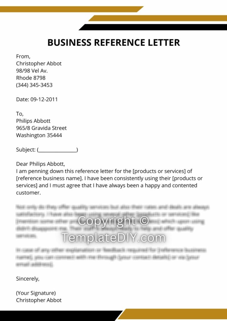 Business Reference Letter Sample with Examples [Word]