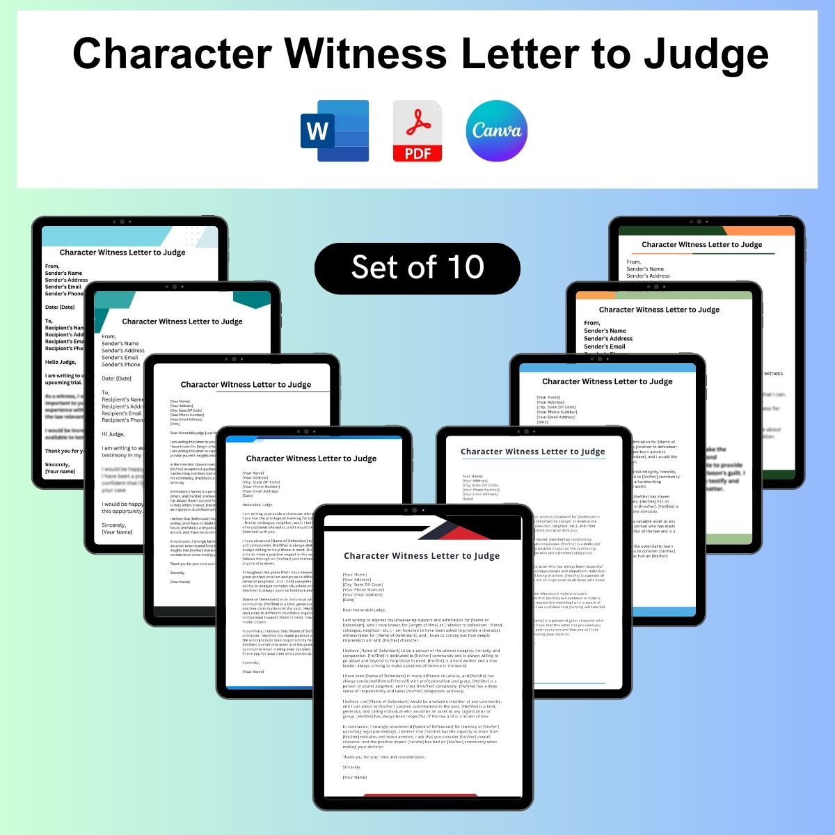 Character Witness Letter to Judge Sample Template Word