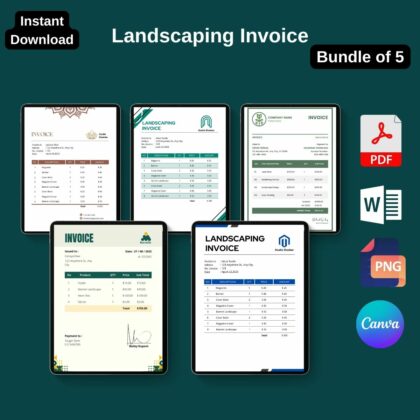 Landscaping Invoice Printable Template in PDF & Word