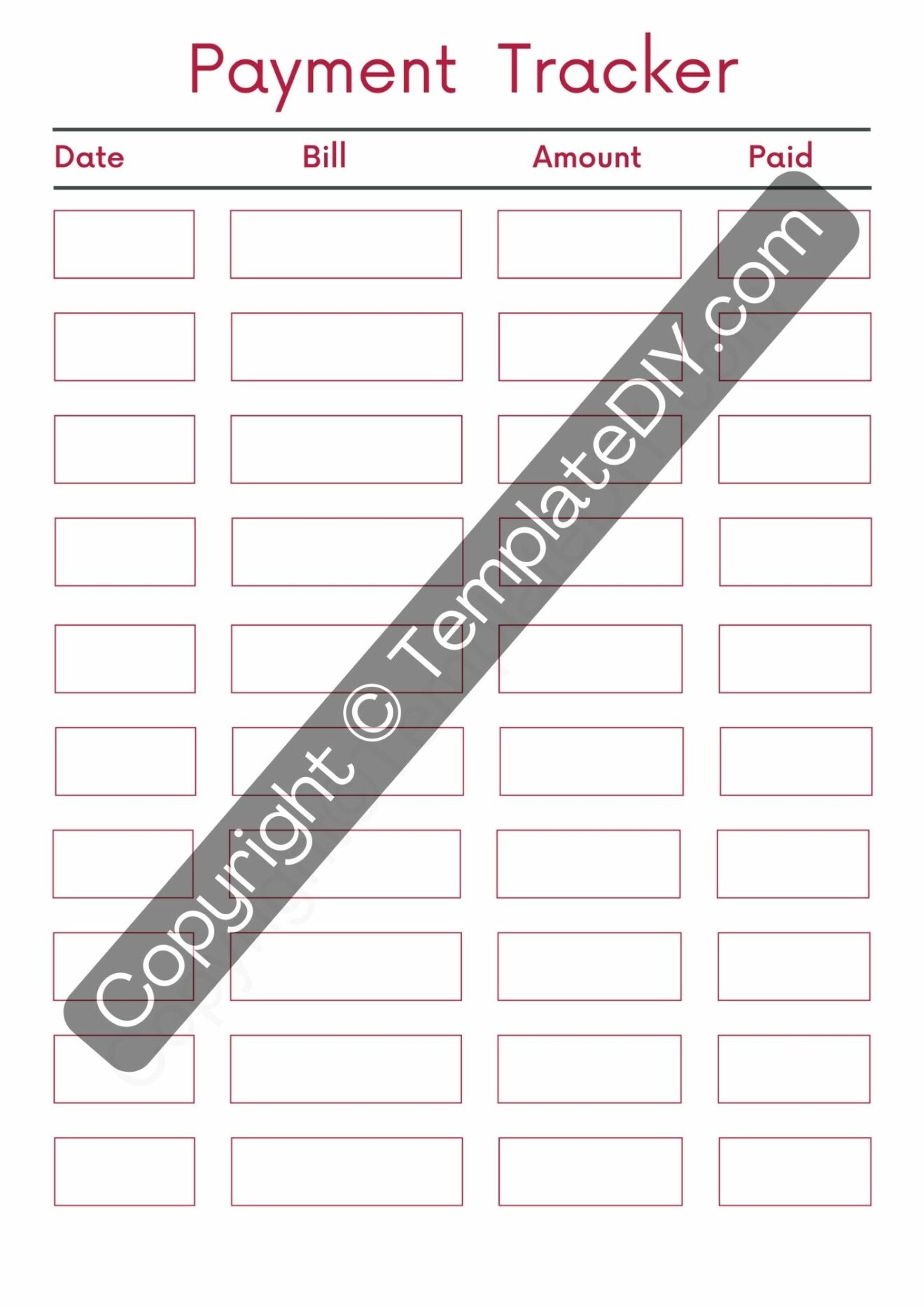 Payment Tracker Template Printable in PDF, Word, Excel