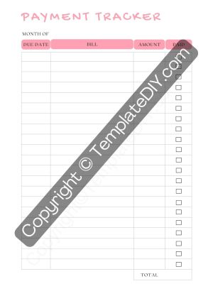 Payment Tracker Template Printable in PDF, Word, Excel