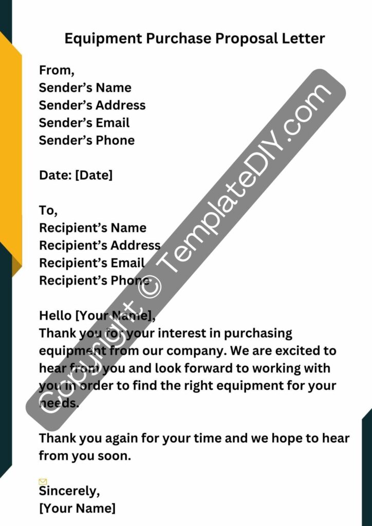 Equipment Purchase Proposal Letter Template PDF & Word
