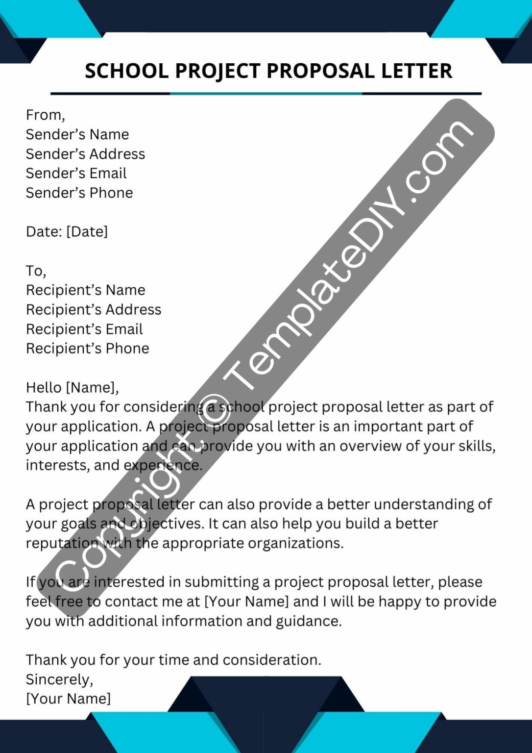 School Project Proposal Letter Sample Template Pdf, Word