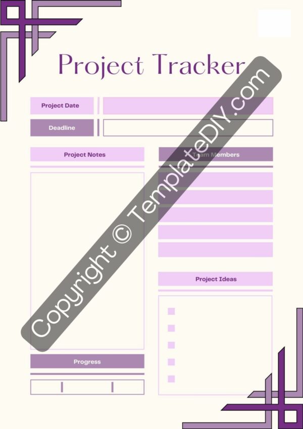Project Tracker Template Printable in PDF, Word, Excel