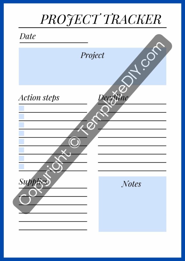 Project Tracker Template Printable in PDF, Word, Excel