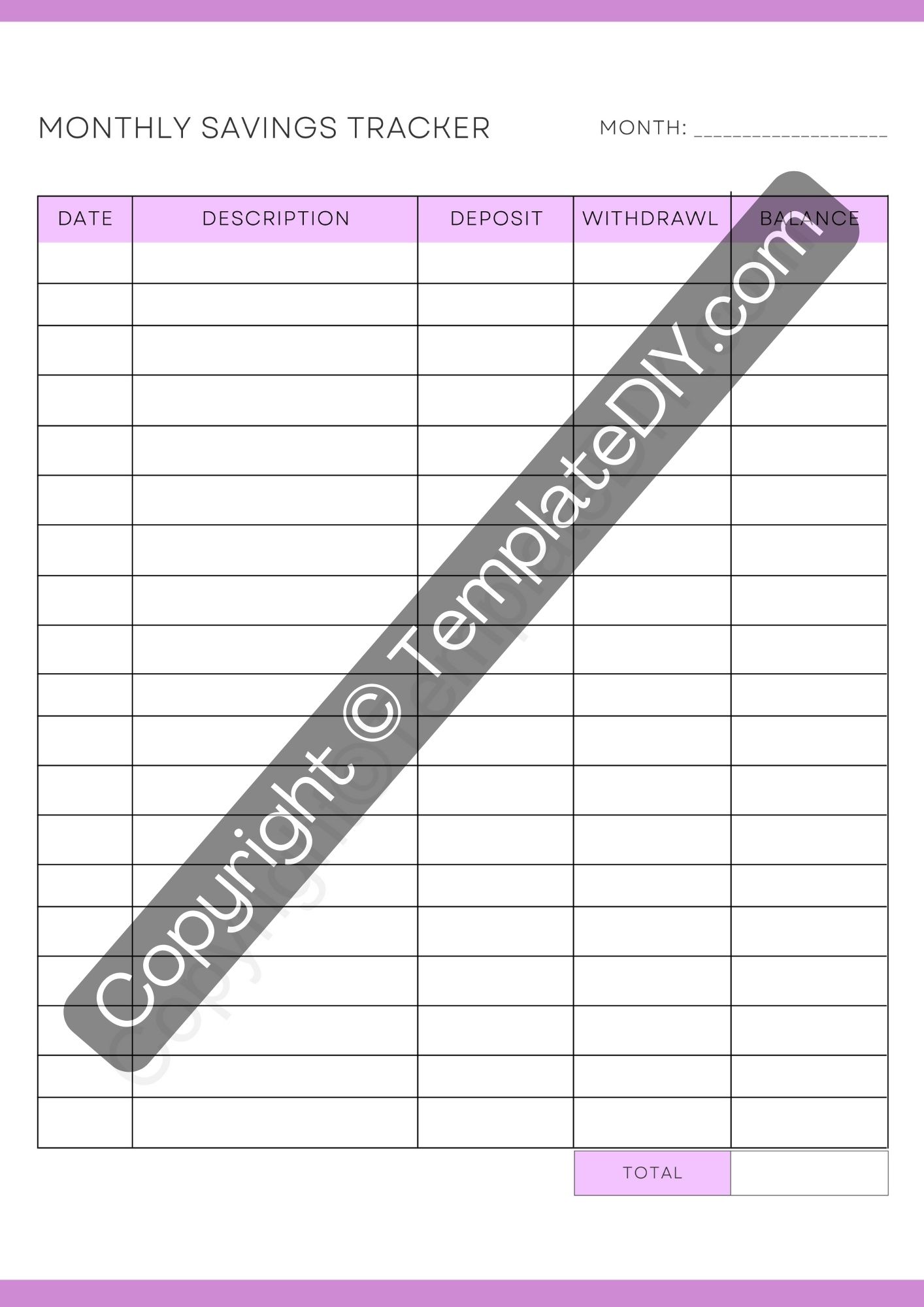 Savings Tracker Template Printable in PDF, Word, Excel