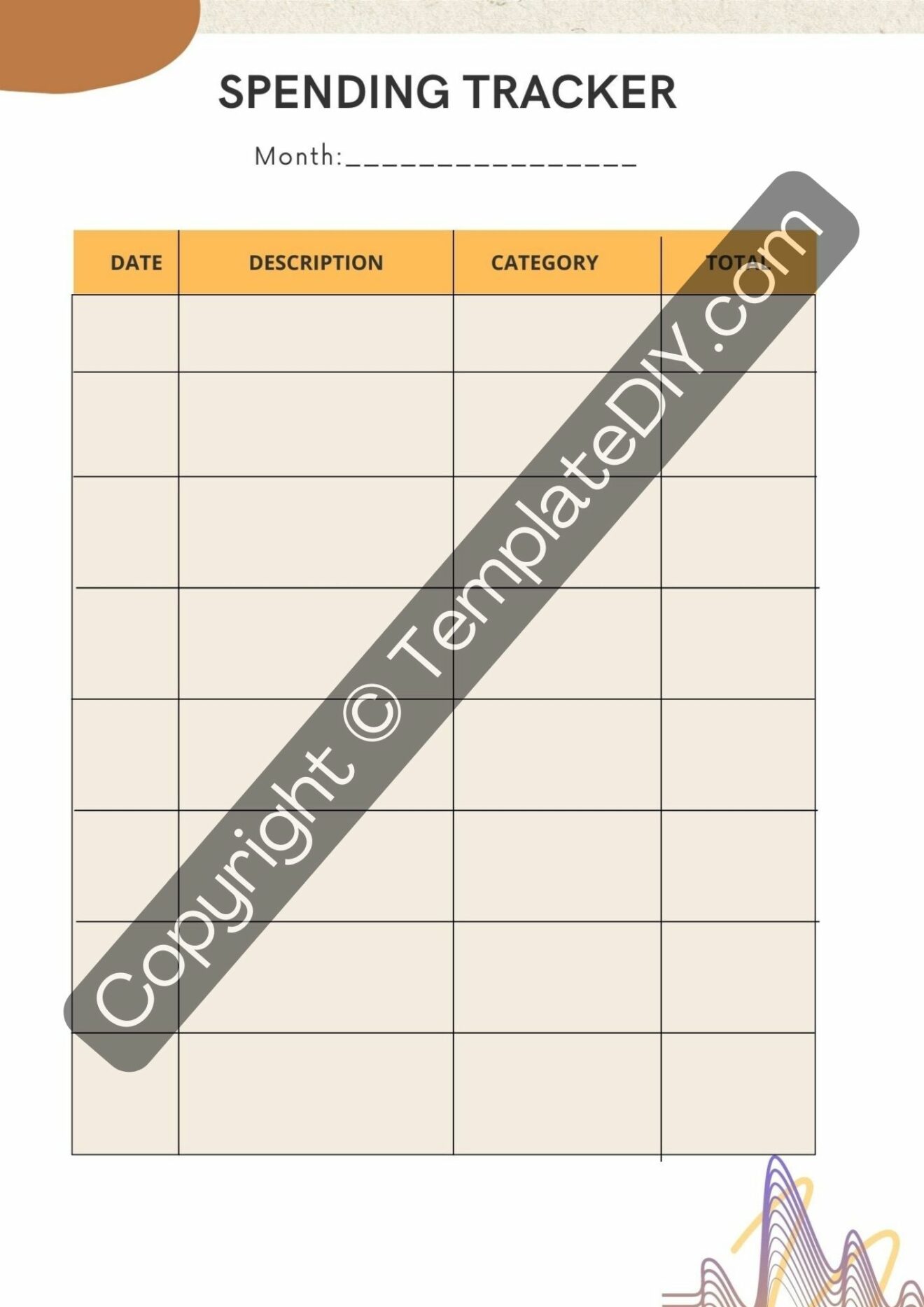 Spending Tracker Template Printable in PDF, Word, Excel