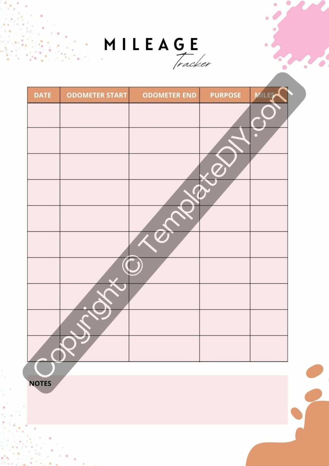 Mileage Tracker Template Blank Printable PDF, Word, Excel
