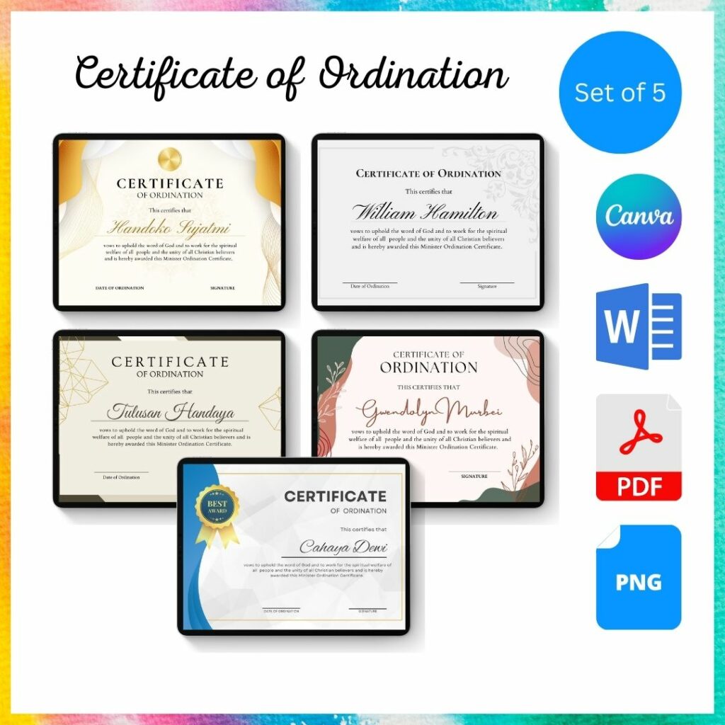 Certificate of Ordination Template Blank Printable Pdf Word