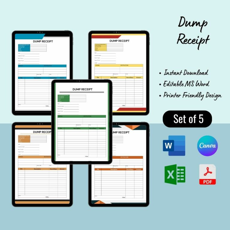 Dump Receipt Template Blank Printable Pdf Excel Word