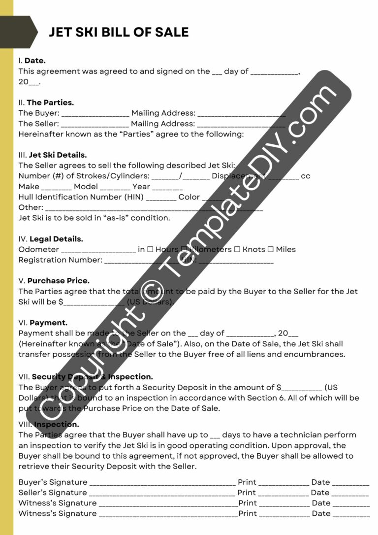 Inspiring Jet Ski Bill Of Sale Images